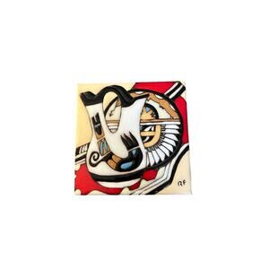 Vintage 1990 Earthtones Decorative Tile Art Signed RF